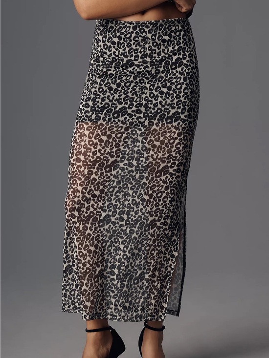 Maeve Dresses & Skirts - NWOT Maeve Mesh Maxi Skirt Leopard Print Sheer Lightweight Pencil Size Large